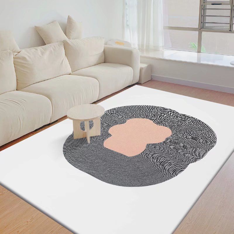 Green Modern Rug Polyester Irregular Line Rug Washable Rug for Drawing Room