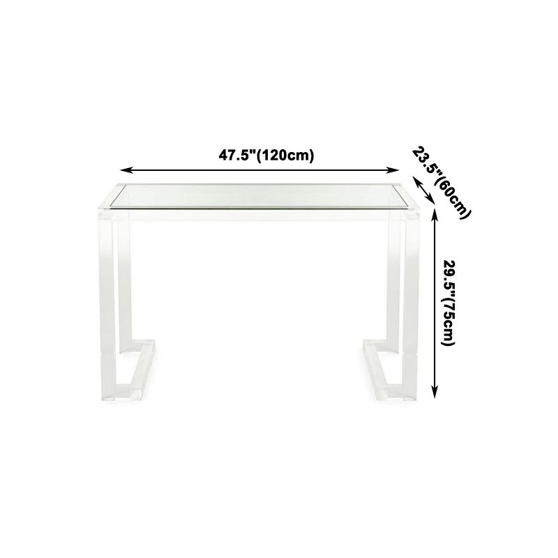 Acryl eigentijdse rechthoekige eettafel heldere glazen tafel voor eetkamer