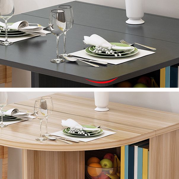 Mid-Century Modern Dining Table Wood Drop-Leaf Home Use Dining Table