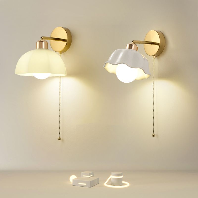 Nordic Style Iron Wall Light Dome Shape Adjustable Wall Lamp for Bedroom