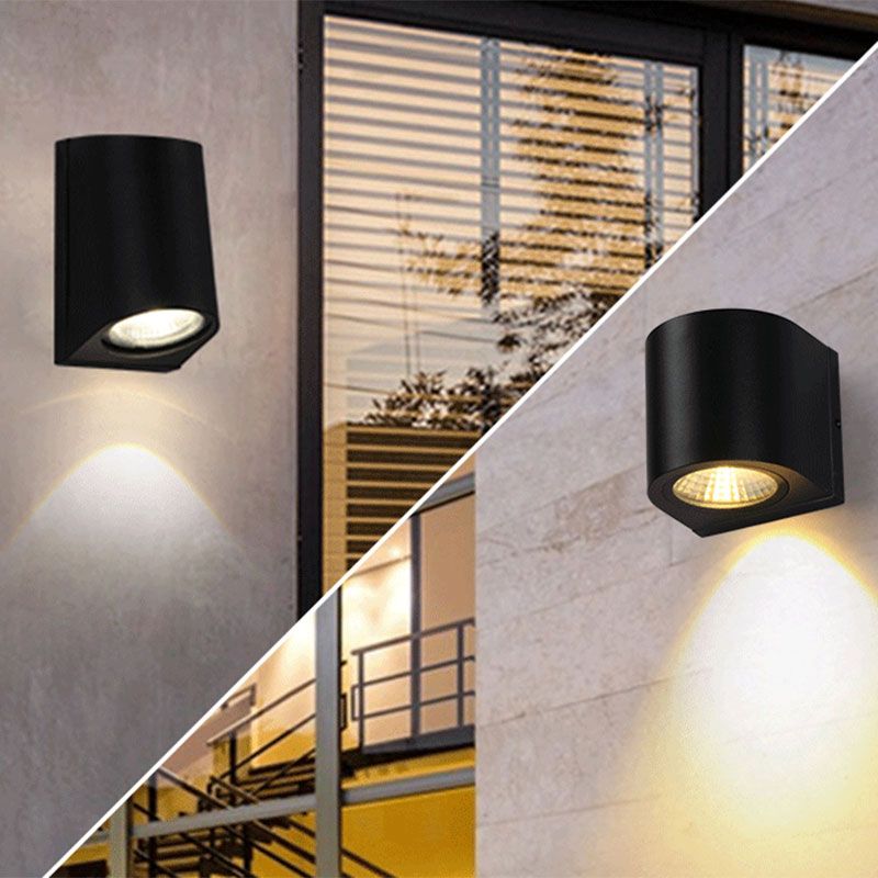 Éclairage d'applique en forme de tuyau en métal Éclairage mural à LED noir moderne pour Courtyard