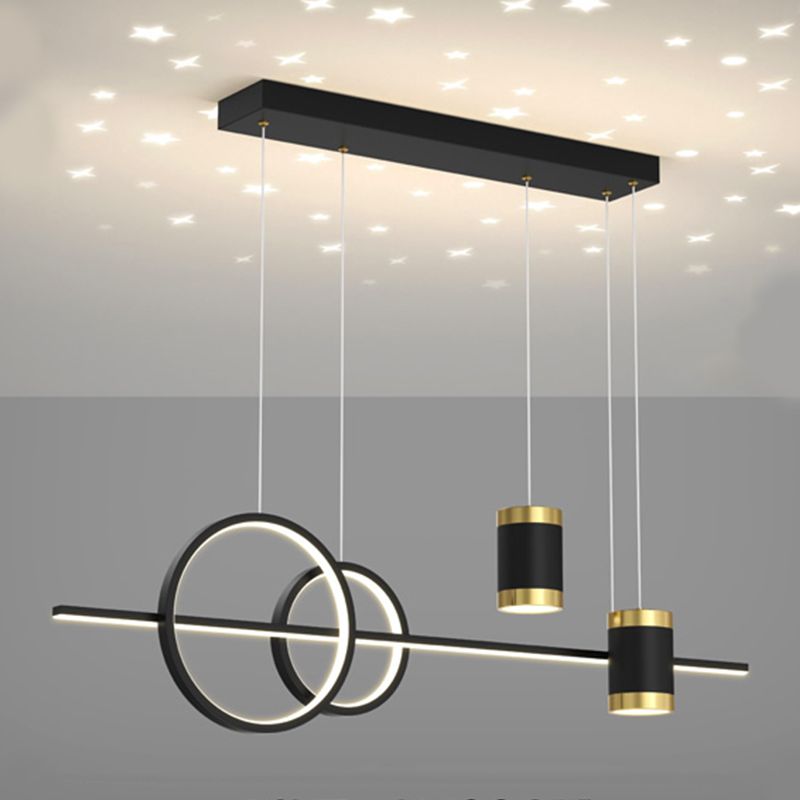 5 Light Cylinder Island Lighting Fixtures Contemporary Metal Chandelier Light