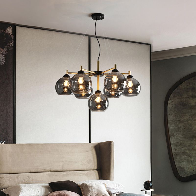 Chandelier en forma de mundo con sombra transparente de estilos modernos para el comedor