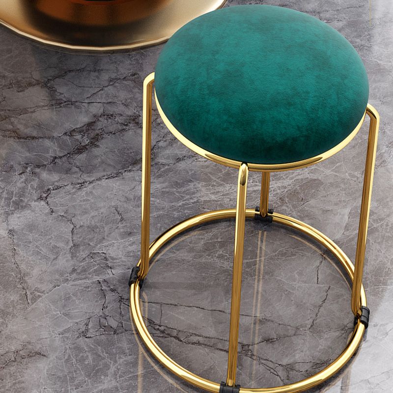 Velvet Scratch Resistant Ottoman Pure Color Round Glam Standard Round Ottoman