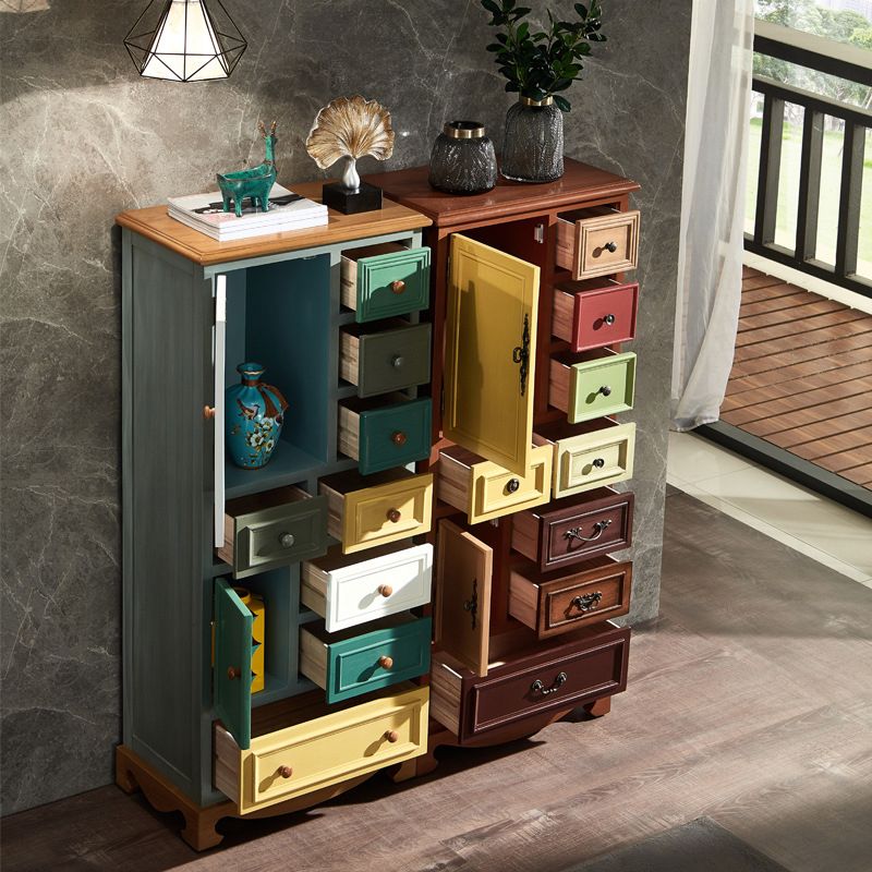 Coastal Storage Chest Dresser Solid Wood Storage Chest with Drawers and Doors