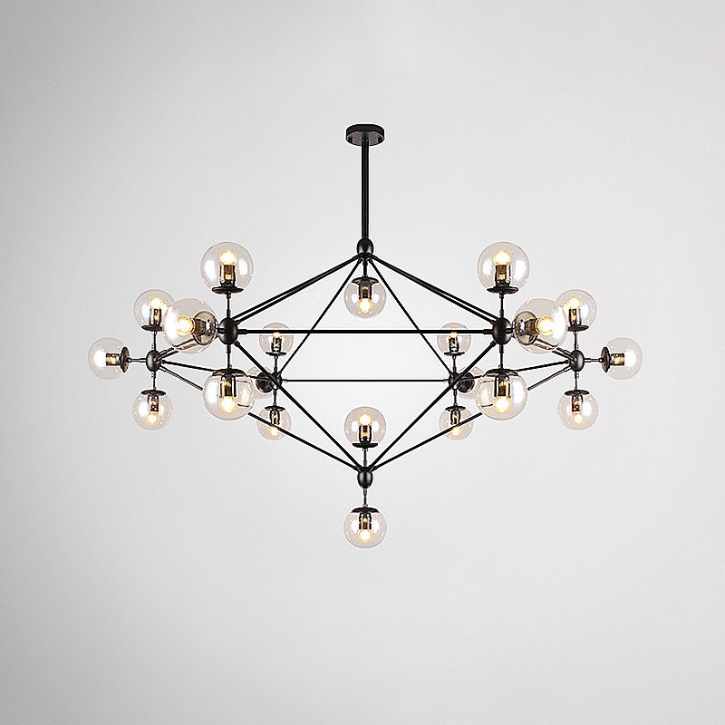 21-Light Unique Modern Linear Chandelier Black Ceiling Light