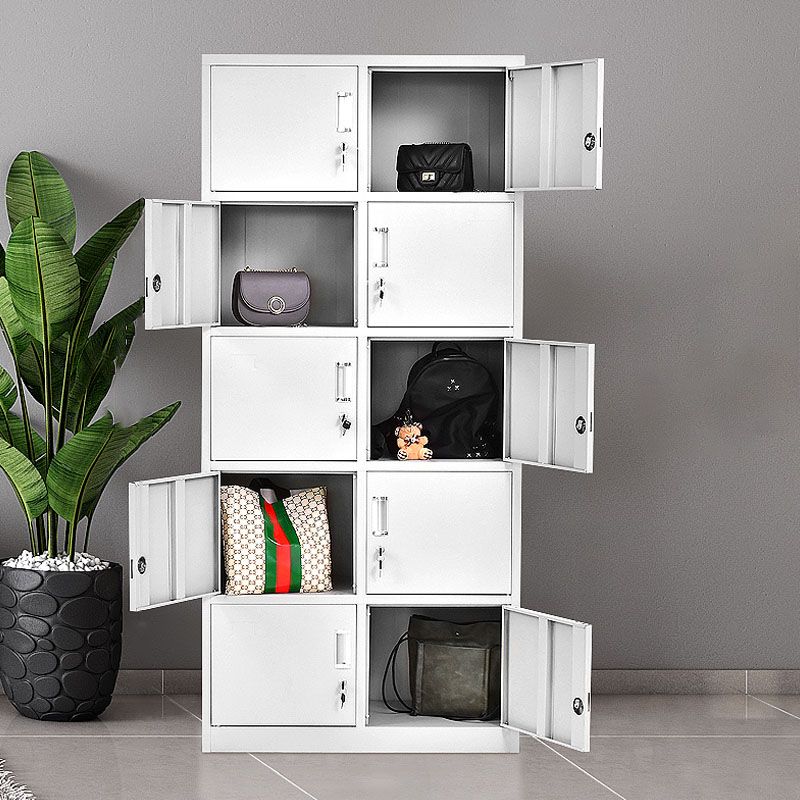 Modern Grey Cabinet with Hinged Doors Metal Storage Cabinet for Bathroom