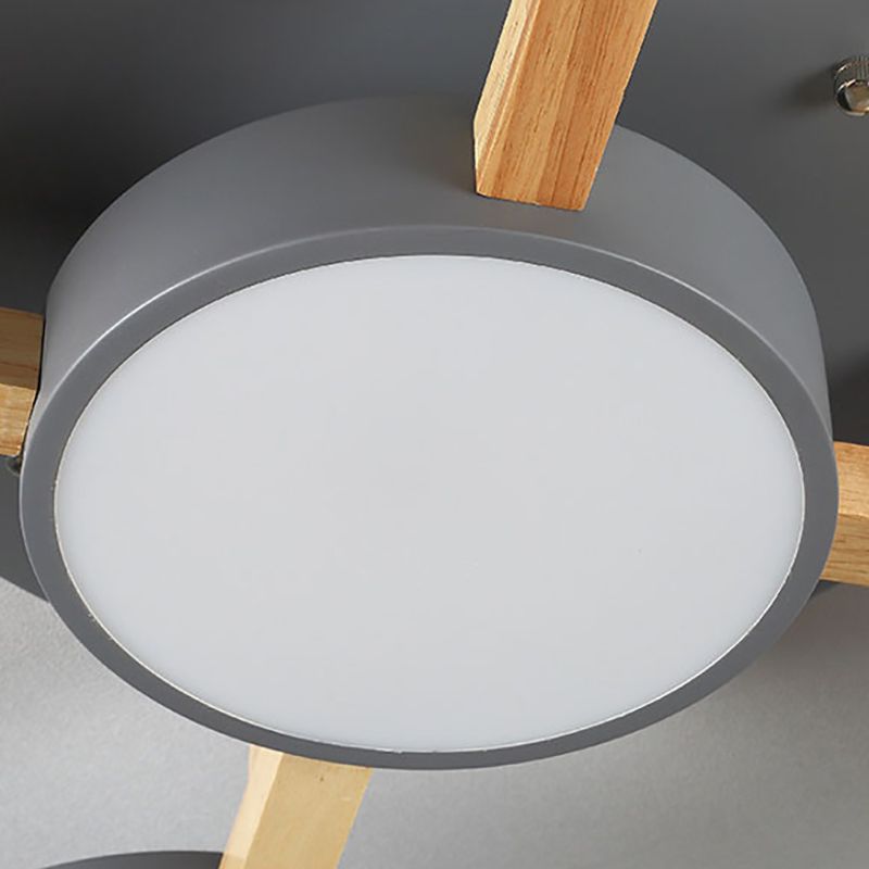 Nordic Round Ceiling Light Colorful Multi Light Flush Mount Light for Bedroom