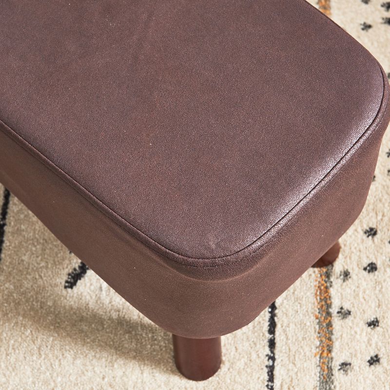 Mid-Century Modern Pouf Ottoman PU Leather Upholstered Solid Color Square Ottoman
