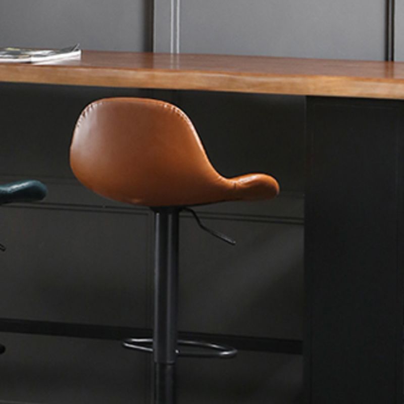 Modern Adjustable Leather Bar Stool Footrest Swivel Dining Stool for Living Room