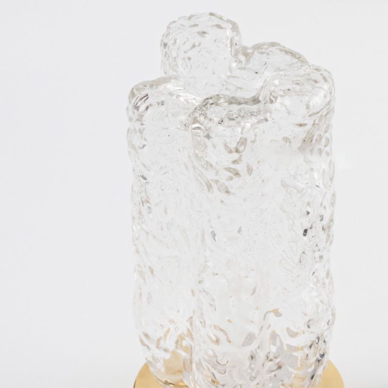 Clear Textured Glass Cylindrical Night Lamp Modern 1 Head Gold Table Light