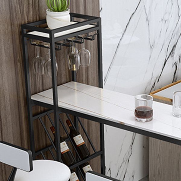 Contemporary Style 1/2/3 Pieces Bar Table Set Rectangle Bar Table with Metal Stools