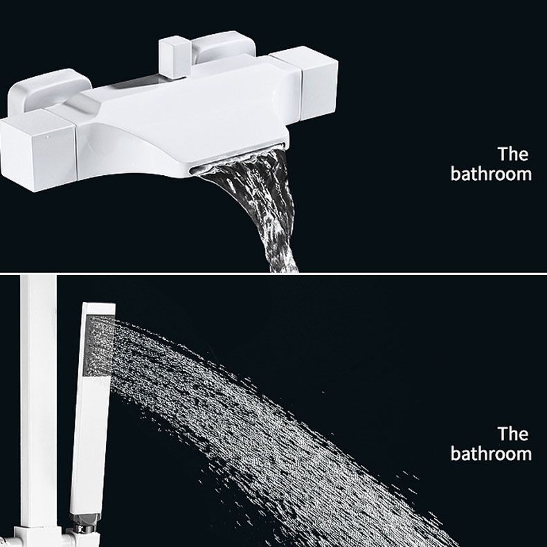 Contemporary Wall Mounted Metal Tub Filler Double Handles Waterfall Tub Faucet Trim