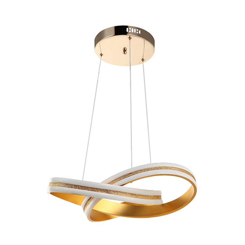 Gold Twisting Hanging Chandelier Minimalism LED Acrylic Ceiling Pendant Lamp in Warm/White Light
