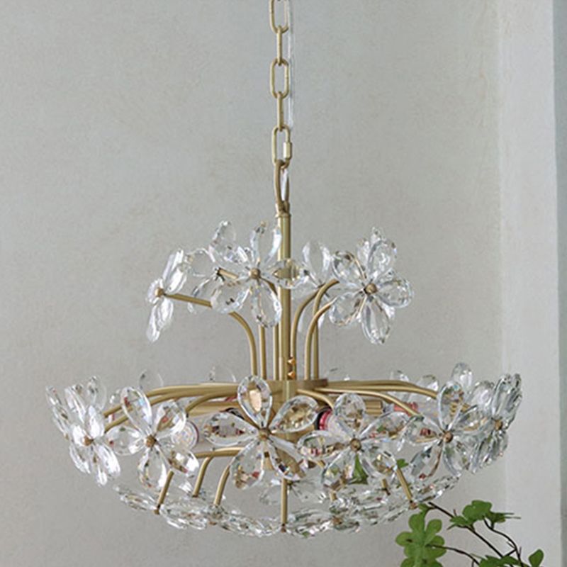 American Style Chandelier Light Fixtures Multi-Head Suspension Pendant Lamps with Crystal
