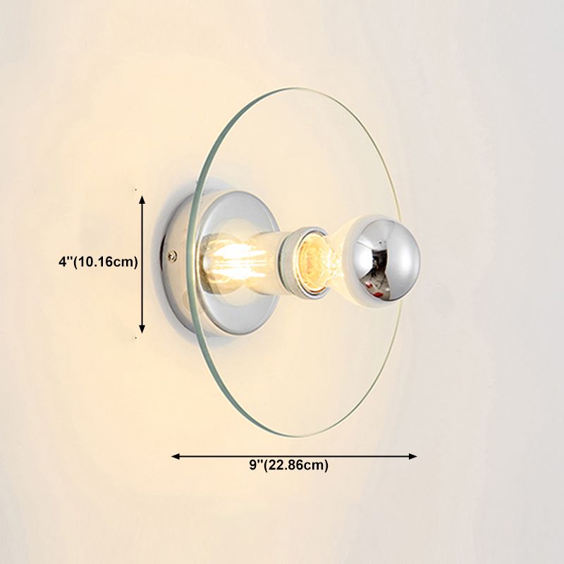 Glass Circle Wall Sconce Single Bulb lampada a parete in stile contemporanea in chiaro per camera da letto