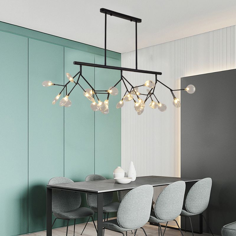 Luce a sospensione moderna di lusso a ciondolo di lucentezza in ferro battuto con soffitto di sputnik con tonalità di vetro