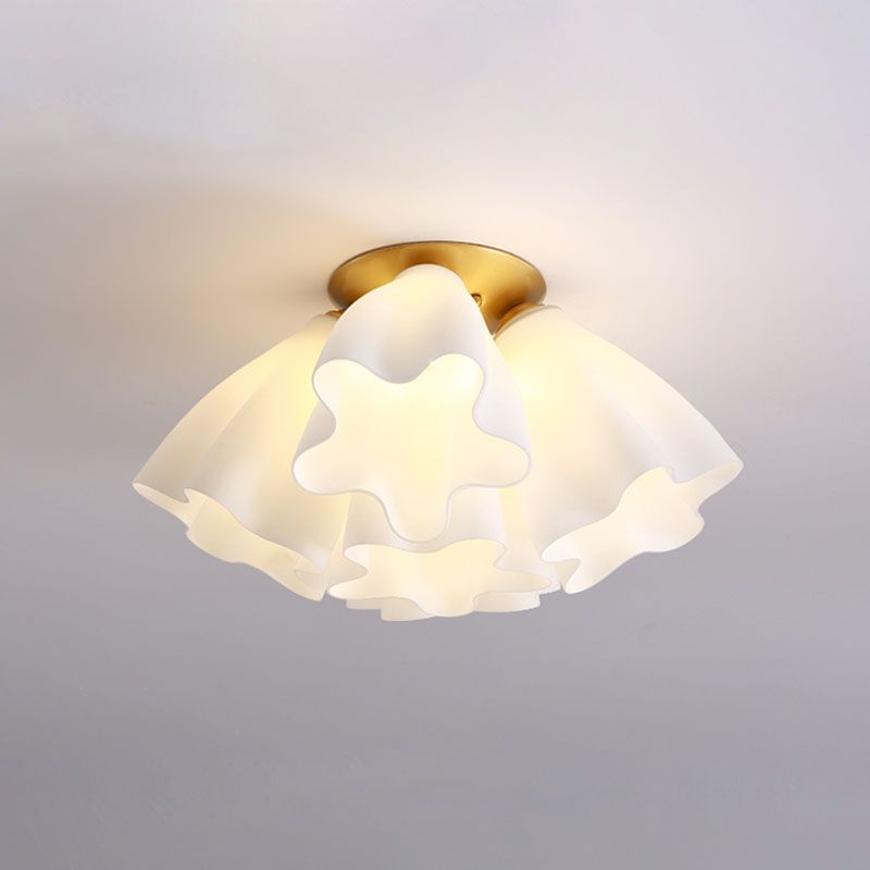 Gold Floral Ceiling Mount Light Fixture Minimalist-Style Glass Ceiling Flush Mount