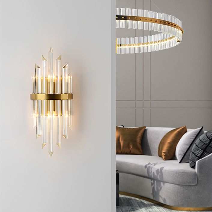 Rectangular-Cut Crystals Flush Mount Wall Sconce Postmodern Sconce Light Fixture