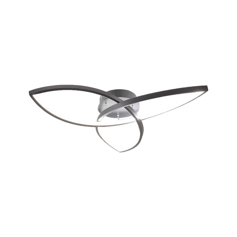 23"/29" W Metallic Petal Flush Lamp Contemporary Black/White LED Close to Ceiling Lighting, Warm/White Light