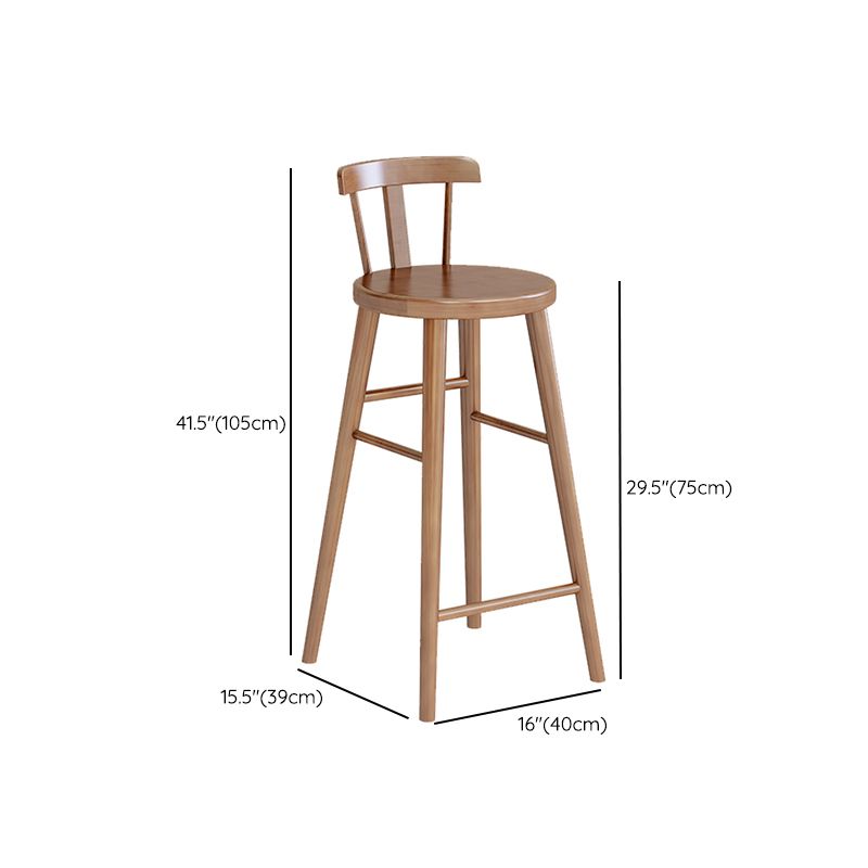 Brown Counter Height Stools Solid Wood Counter Bar Stool for Restaurant