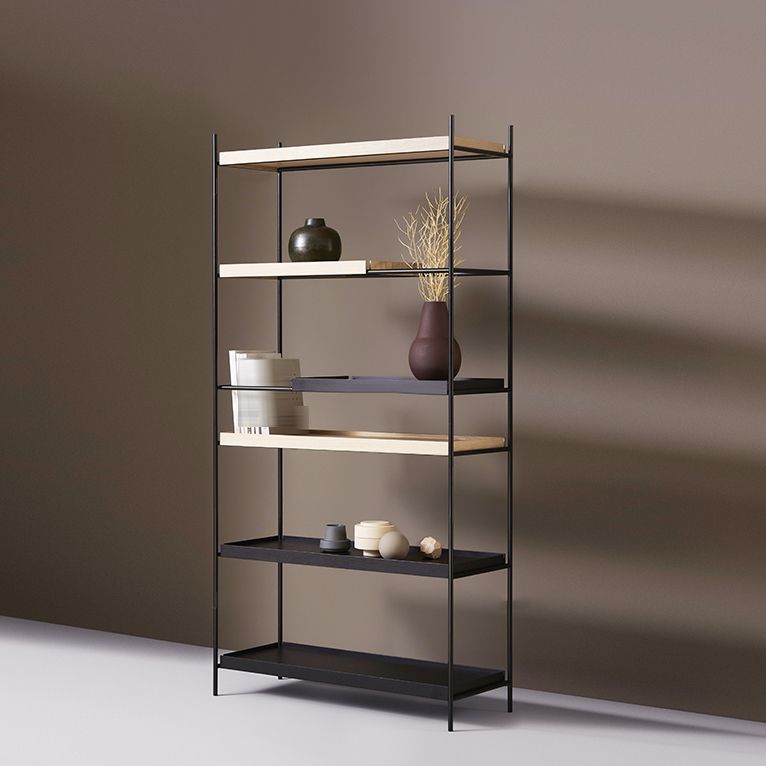 Libreria in stile contemporaneo libreria aperta nera per la sala da studio