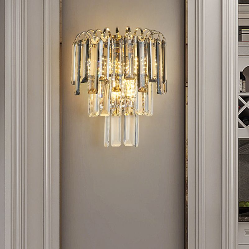 Modern Style 3 Tiers Wall Light Crystal 3 Lights Sconces for Bedroom