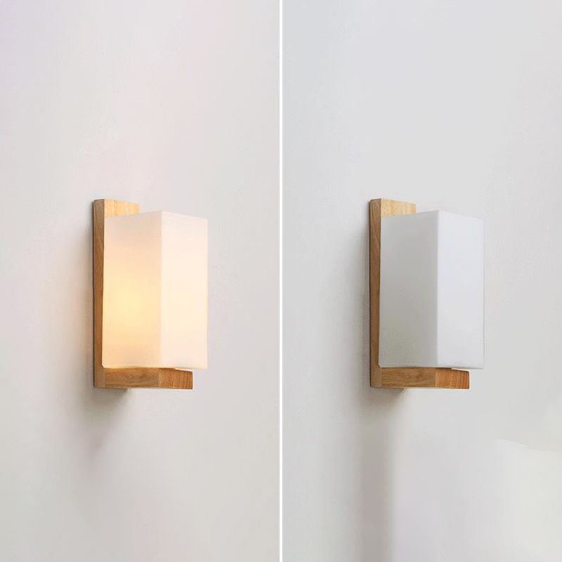 Bedroom Modern Minimalism Sconce Light Solid Wood One Head Wall Mounted Lighting Fixture