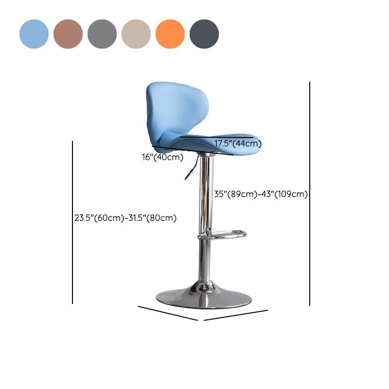 Swivel Adjustable Height Bar Stool Industrial Faux Leather Bar Stool with Footrest