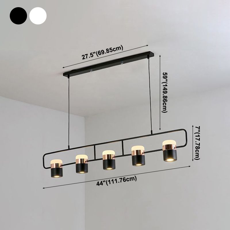 Cylinder Island Lighting Contemporary Metal Island Chandelier Lights for Kitchen