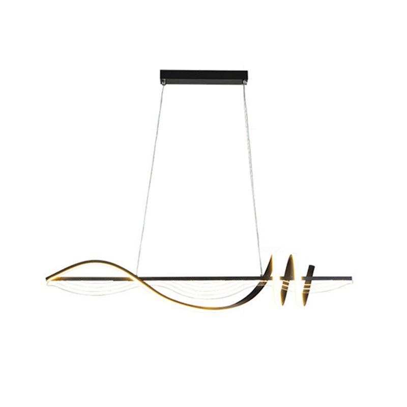 Linear Shape Chandelier Lighting Modern Style Metal 1 Lights Island Lamp in White/Black