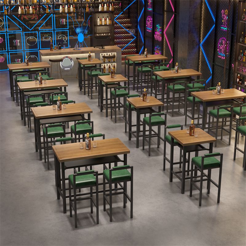 Modern 1/2/5 Pieces Bar Table Set Pine Wood Counter Table with High Stools