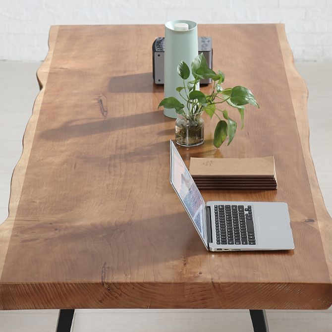 Forme rectangle 4 jambes table à manger industrielle Couleur en bois Tableau fixe de bois massif