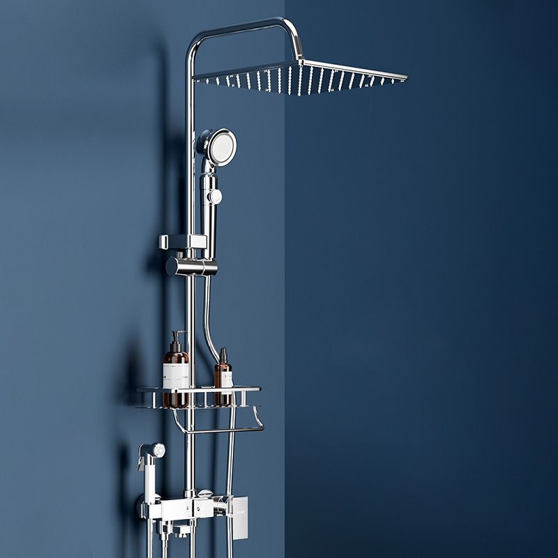 Wall Mounted Rectangle Shower System Spot Resist Copper Modern Style Shower System
