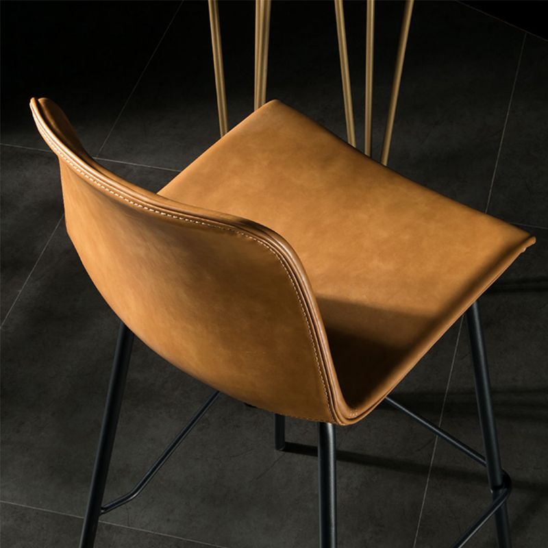 Modern Matte Finish PU Leather Barstool Low Back Restaurant Stool