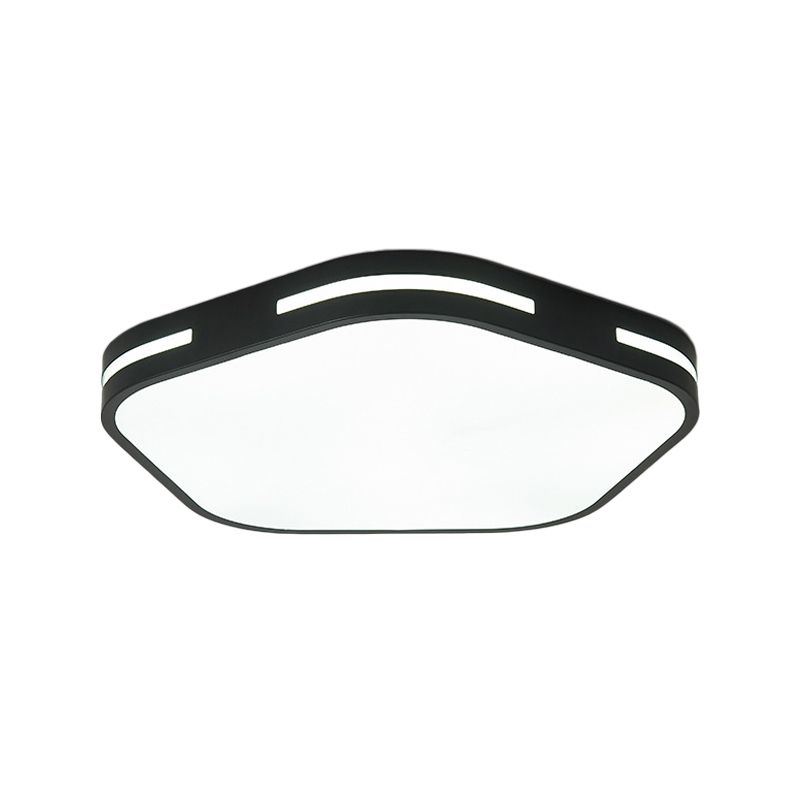 Bedroom LED Flush Ceiling Light Black/White Flush Mount Lamp with Pentagram Acrylic Shade, 15"/18.5" Width