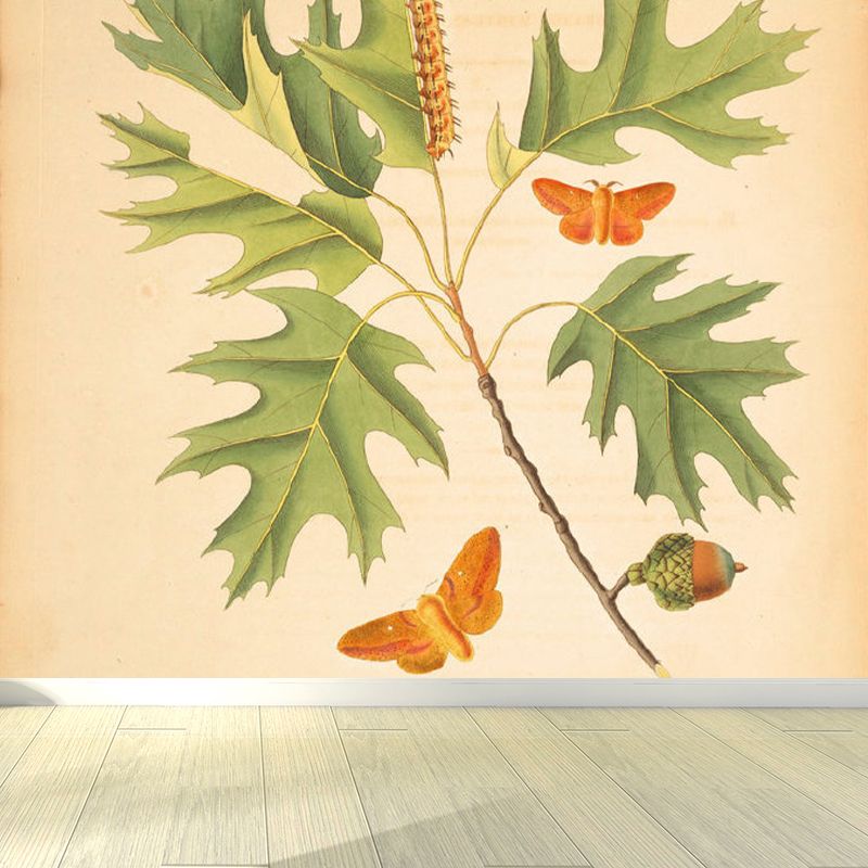 Giant Contemporary Wall Mural in Beige Tree Branch Wall Covering, Custom Printed