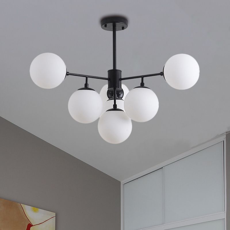 Black/Gold Branch Chandelier Modern 7/9/11-Light Iron Ceiling Pendant with White Glass Ball Shade