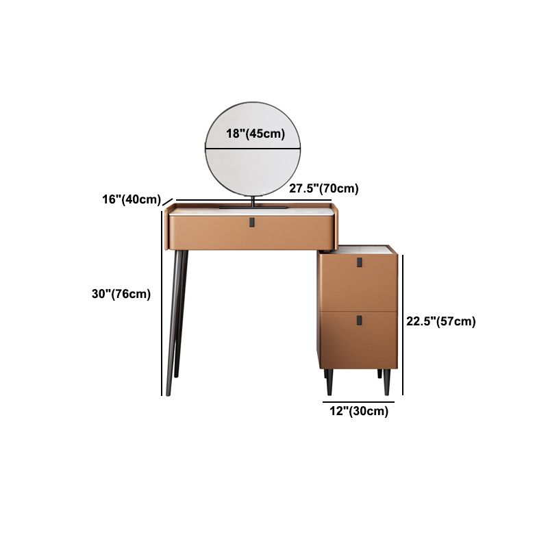 1/3 Drawers, 23.62"/27.56" Wide Vanity Set with Stool and Mirror,Brown