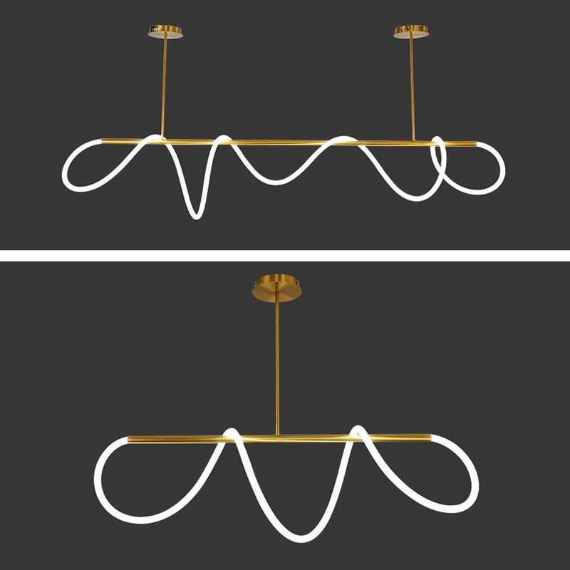 Minimalism Nordic Style LED Island Light Soft Silicone Lampshade Home Decorative Lighting Fixture in Gold