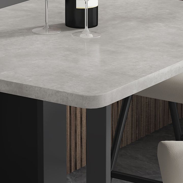 Modern Foldable Wood Top Dining Table Extendable for Small Spaces in Grey