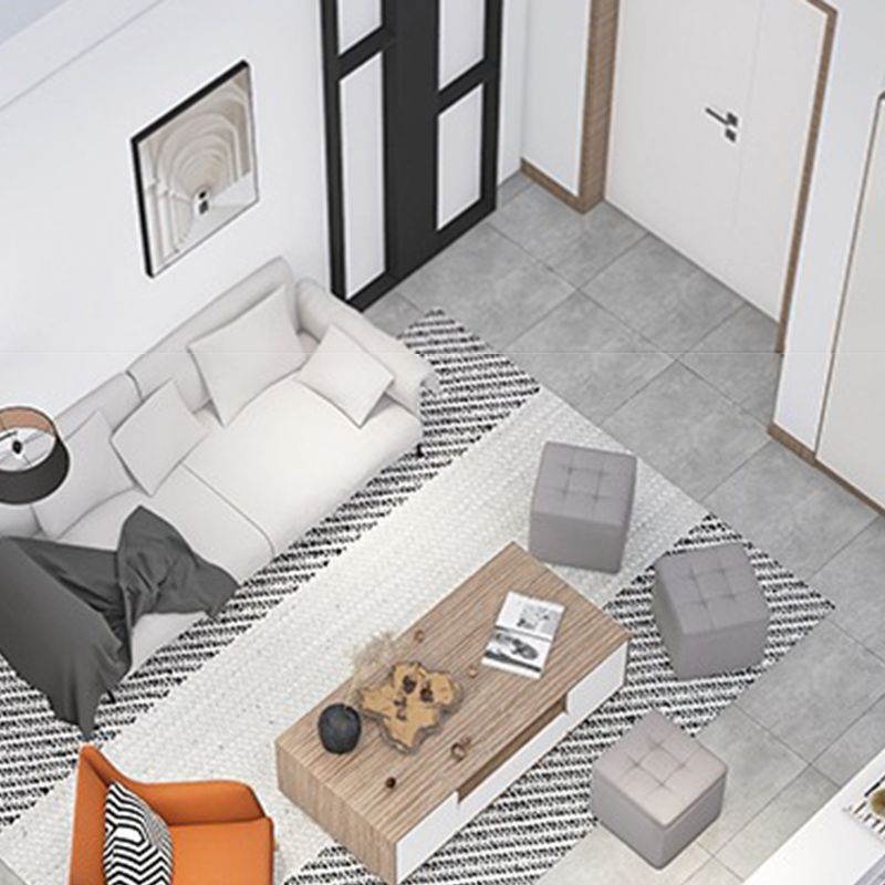 Contemporary Pouf Ottoman PU Leather Upholstered Tufted Square Ottoman with Storage