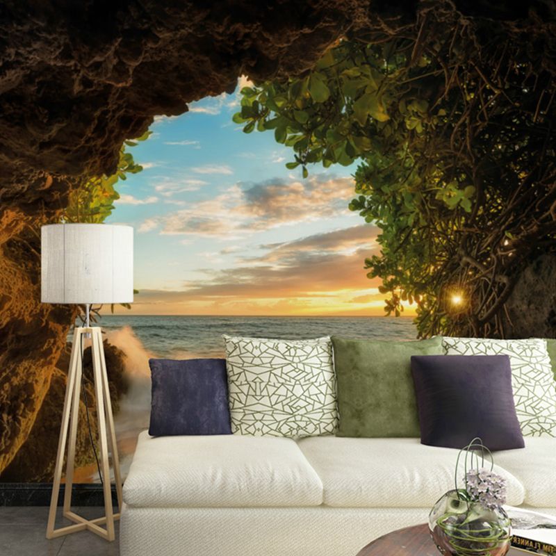 Fresh Cave Wall Mural Decal for Accent Wall Natural Scenery Wall Covering, Made to Measure