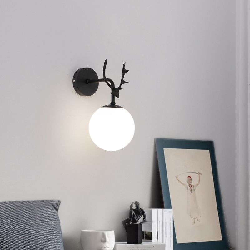 Glass Spherical Shape Wall Light Modern Style 1 Light Wall Mount Fixture for Living Room