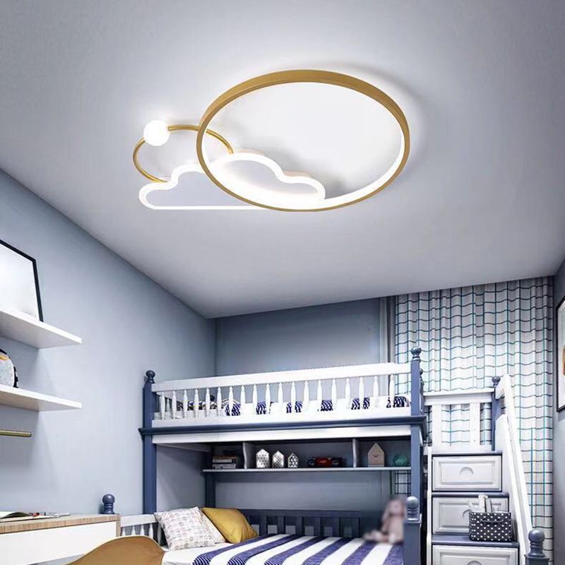 Cloud Shape Metal Flush Light Kid Style 3 Lights Flush Mount Ceiling Lights