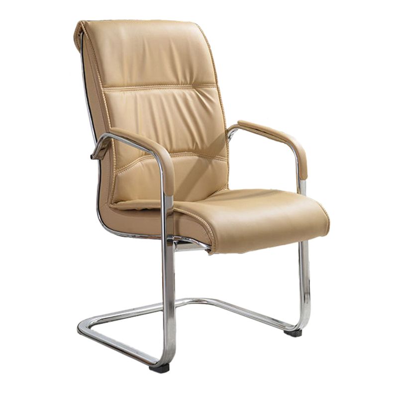 Modern Mid-back Office Chair No Wheels Upholstered Arm Chair