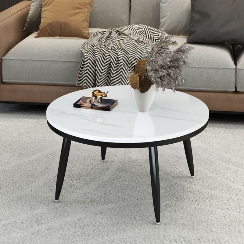 Glam Slate and Metal Coffee Table 4 Legs Round Cocktail Table