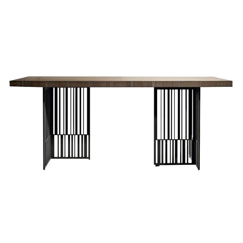 Mesa de comedor rectangular industrial de metal mesa de comedor de madera para cocina
