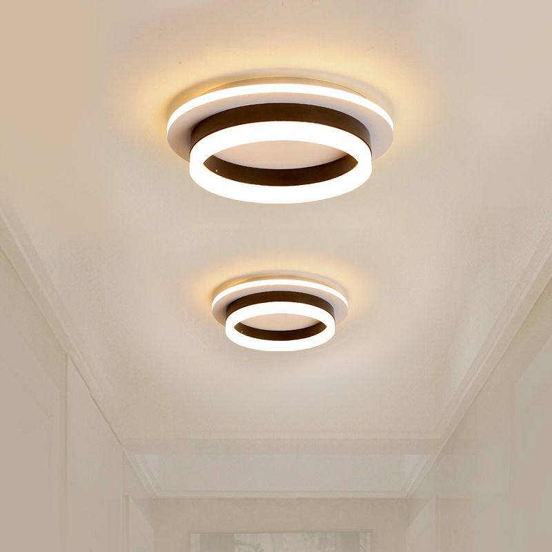 Ronde/vierkante inbouwplafondlamp Minimalistisch acryl Zwart/wit LED-inbouwverlichting in warm/wit licht voor slaapkamer