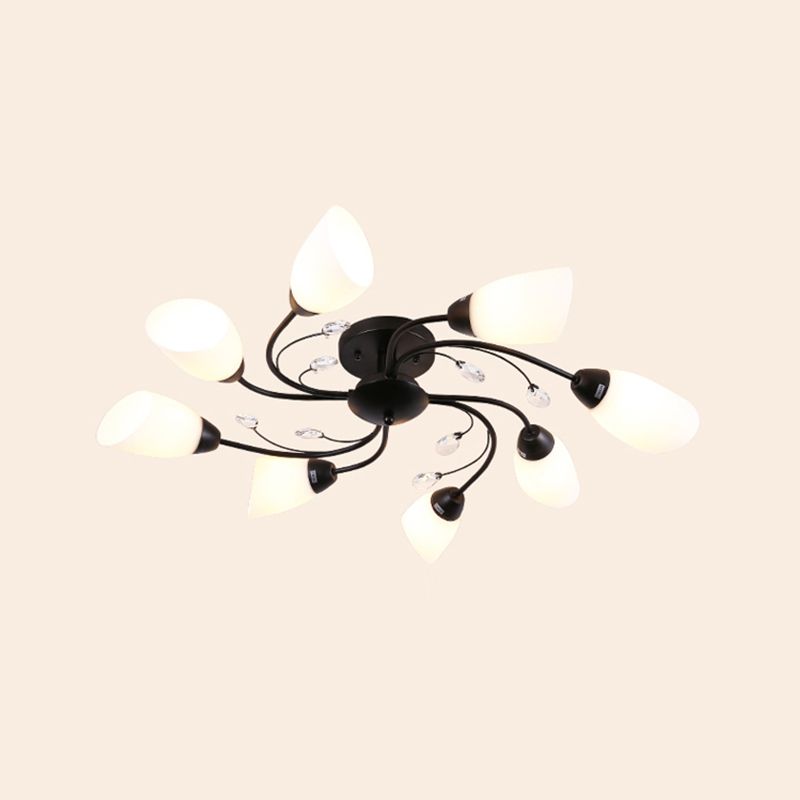 Black Flush Mounted Lamp Simple Style Glass Cone Ceiling Light Fixture